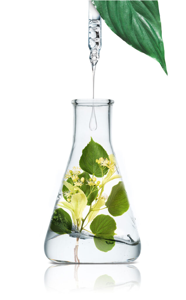 Custom Formulation Image for Section 2 of the Custom Skin Care Formulation Cosmetic Solutions page, featuring a beaker with floral ingredients inside.