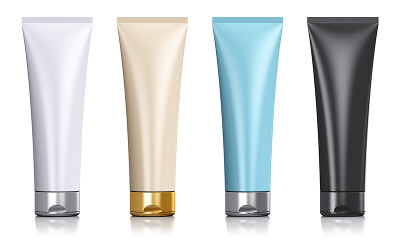 Private Label Packaging Options Image featuring some skin care packaging tubes of assorted colors